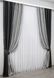 Комбинированные шторы из ткани лен цвет темно-серый с серым 014дк (635-1221ш) Фото 3