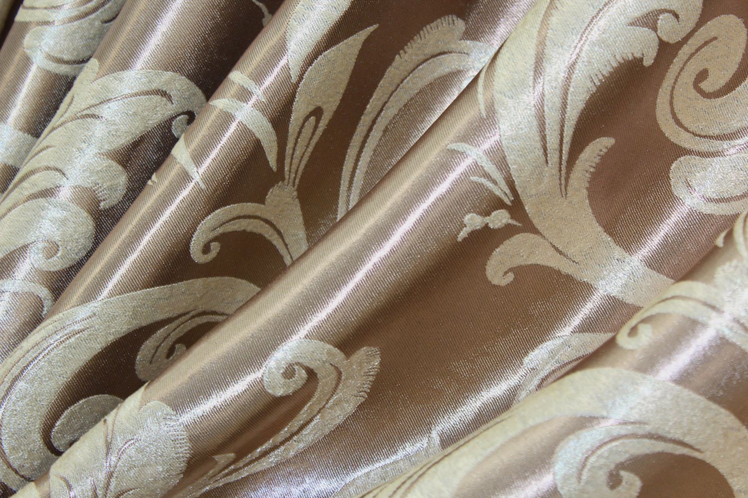 Двостороння тканина блекаут-софт колекція "Лілія" колір кавовий з бежевим 074ш