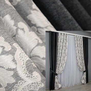 Комбинированные (2шт 1,5х2,7м) шторы из ткани лен, цвет графитовый с серым 014дк (1161-1266ш) 10-931