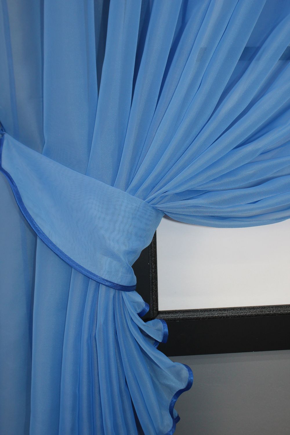 Кухонный комплект (330х170см) шторки с подвязками цвет голубой с белым 101к 52-0716