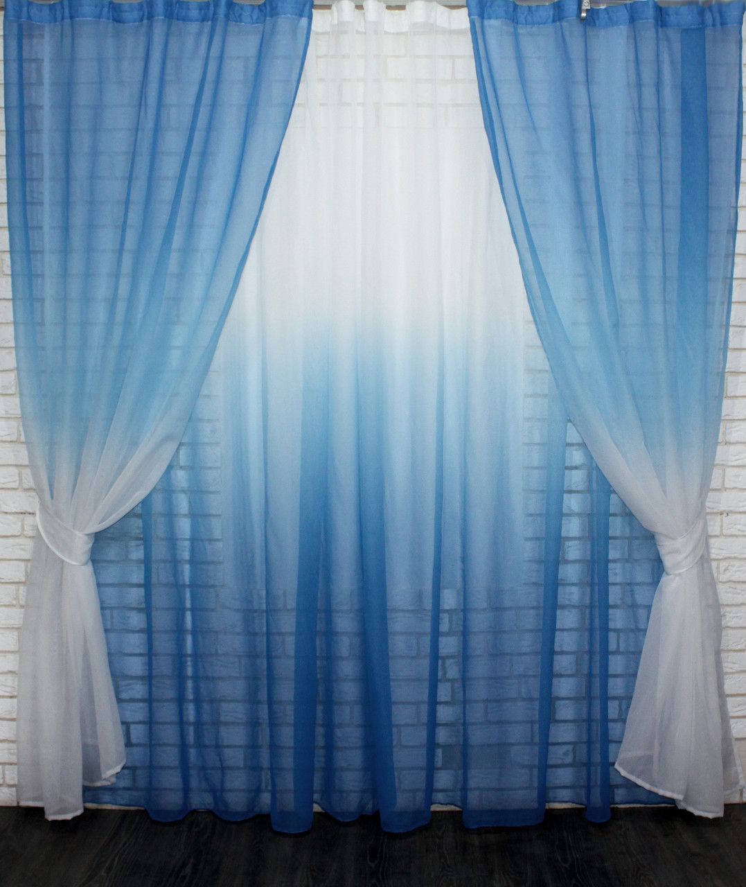 Ткань батист "Омбре" цвет голубой с белым 508т 031дк
