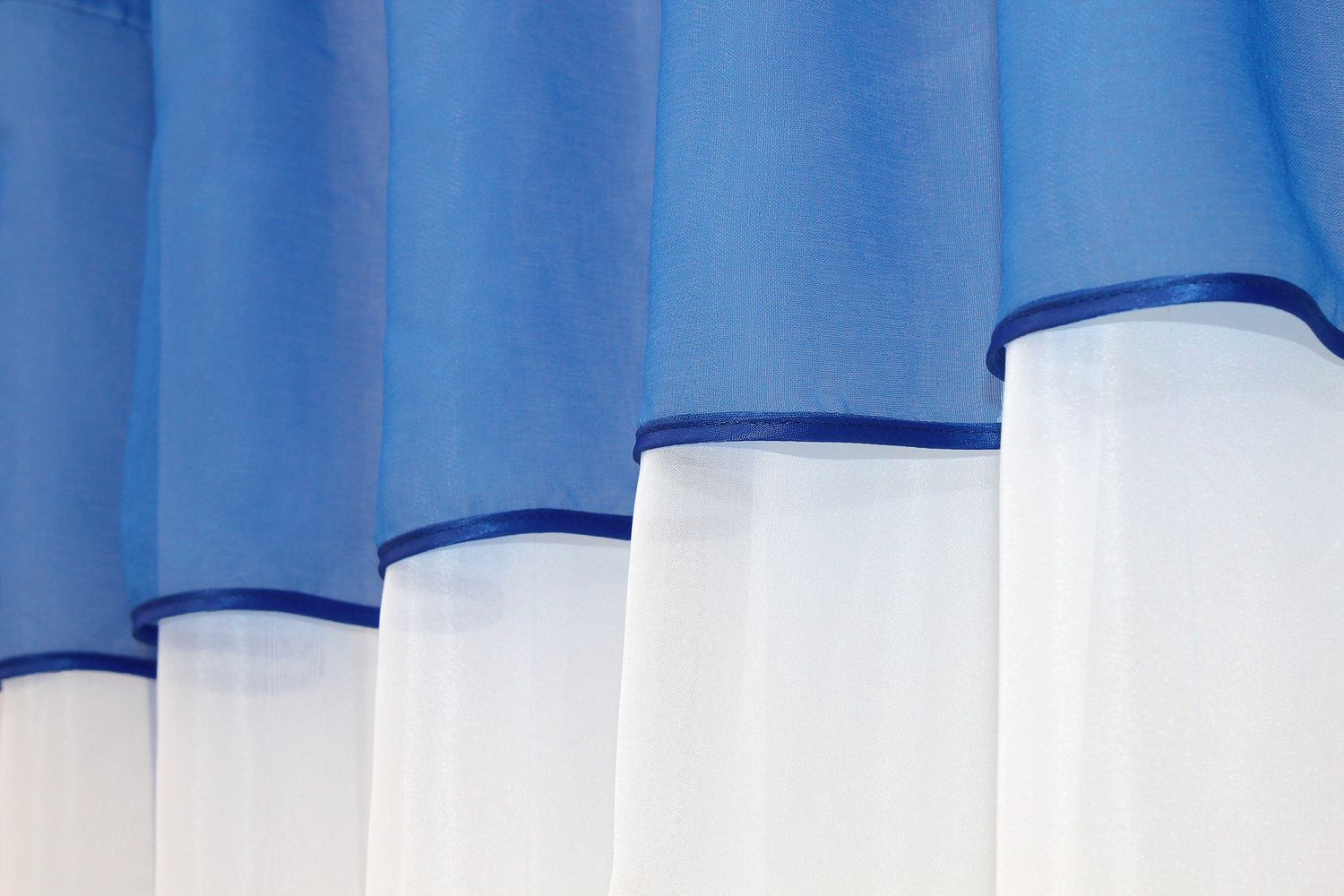 Кухонные шторы (280х170см) с ламбрекеном, на карниз 1-1,5м цвет белый с голубым 00к 59-552