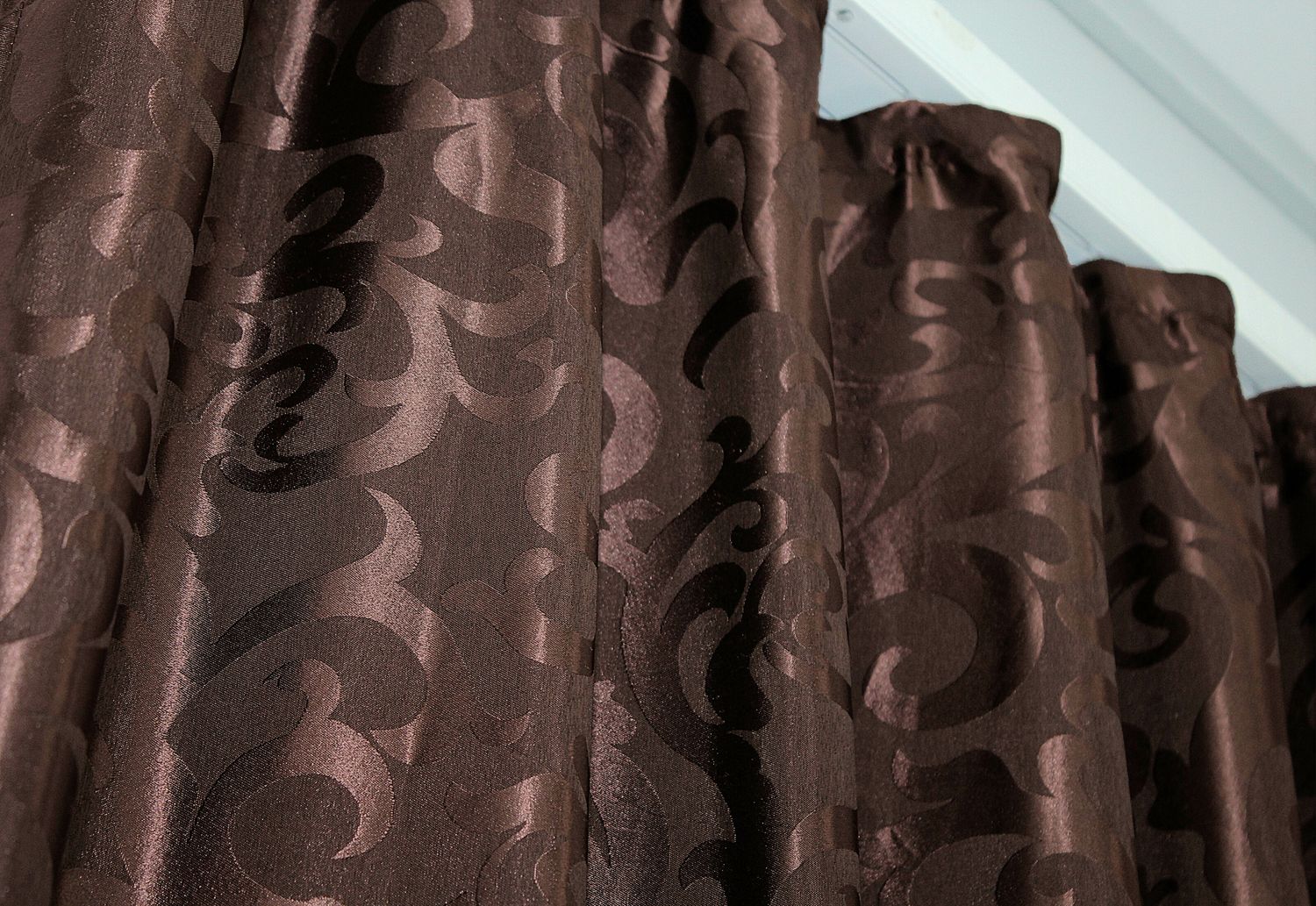 Комплект штор из ткани жаккард коллекция "Вензель" цвет коричневый 092ш, Коричневый, Комплект штор (2шт. 1,0х2,7м.), 1 м., 2,7 м., 100, 270, 1 - 2 м., В комплекте 2 шт., Тесьма