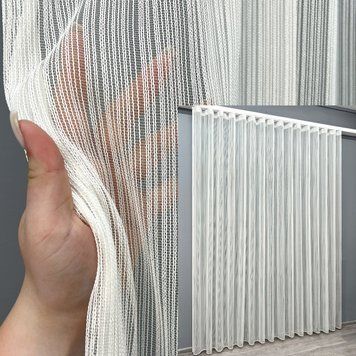 Тюль "Живі нитки" однотонний колір молочний 2067т, Готова тюль з тасьмою (4х2,7 м.), 4,0 м., 2,7 м., 400, 270, 2 - 3 м., Тасьма
