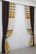 Комбинированные шторы из ткани лён цвет венге с бежевым и золотистым 014дк (291-977ш) Фото 3