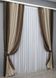 Комбинированные шторы лён-блэкаут рогожка цвет коричневый с бежевым 016дк (277-686-825ш) Фото 3
