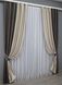 Комбинированные шторы из ткани лен-блэкаут рогожка цвет серо-коричневый с бежевым 014дк (686-1160ш) Фото 3