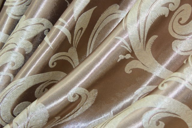 Двусторонняя ткань блэкаут-софт коллекция "Лилия" цвет кофейный с бежевым 074ш