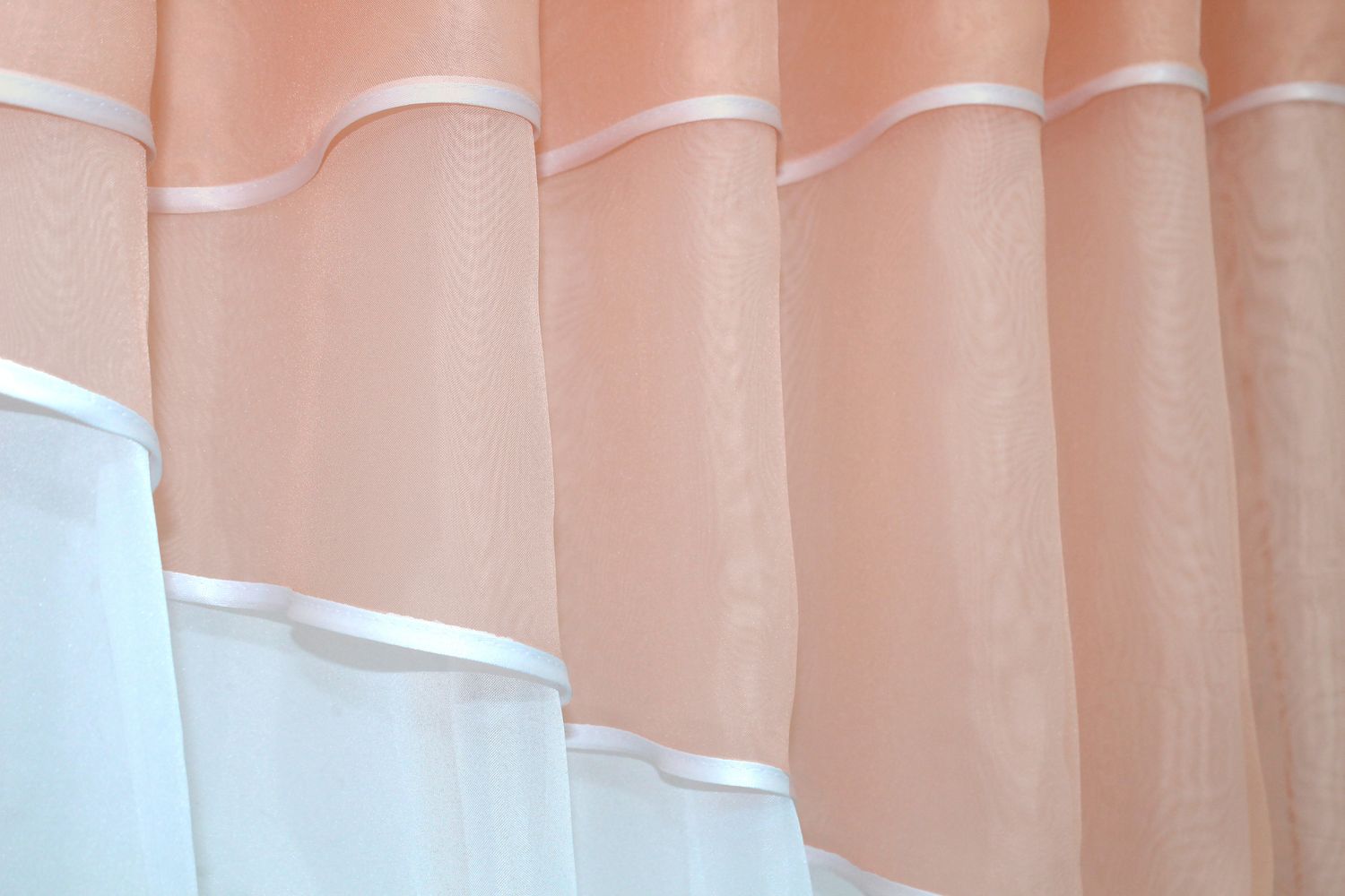Кухонные шторы (280х170см) с ламбрекеном, на карниз 1-1,5м цвет персиковый с белым 091к 52-0452