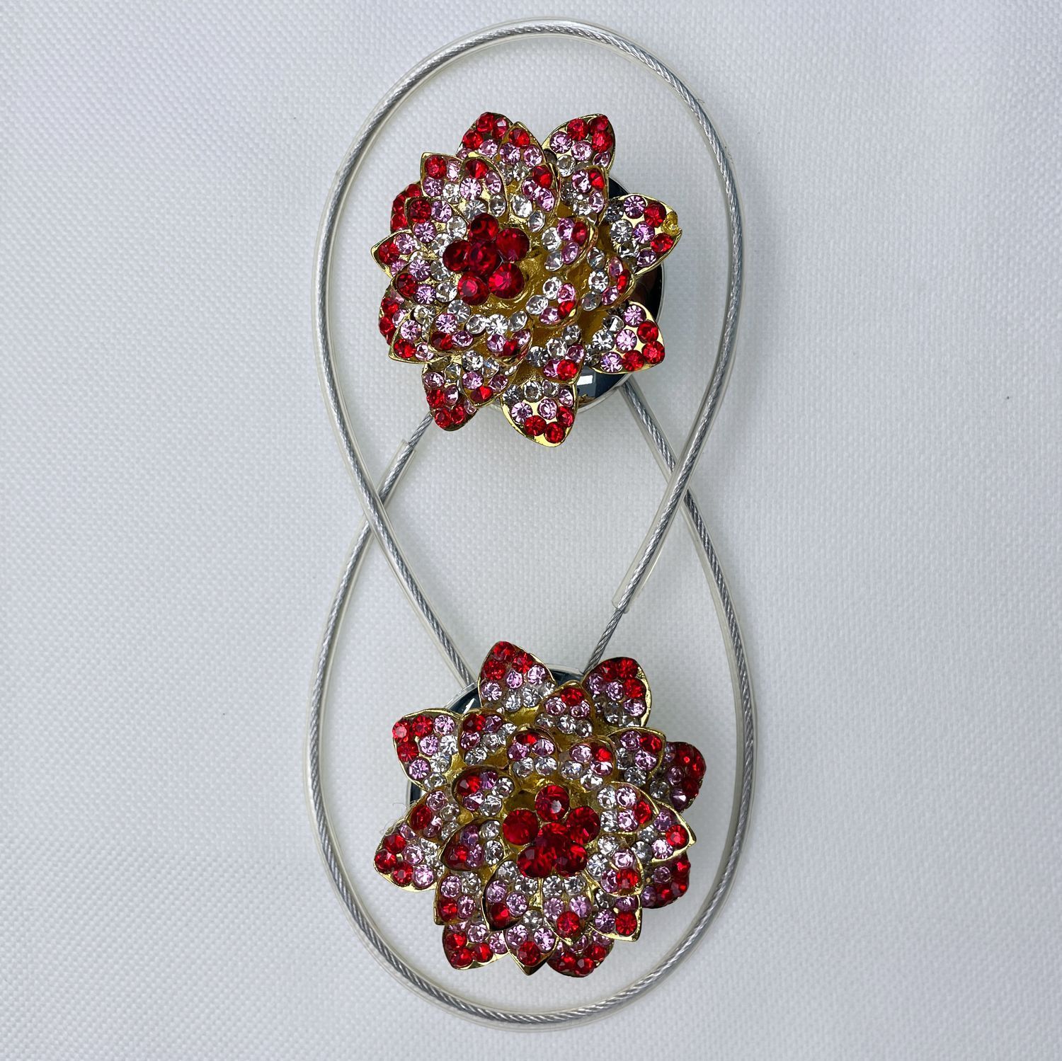 Магниты (2шт., пара) для штор, гардин "Flowers" цвет красный с золотистым 81-215