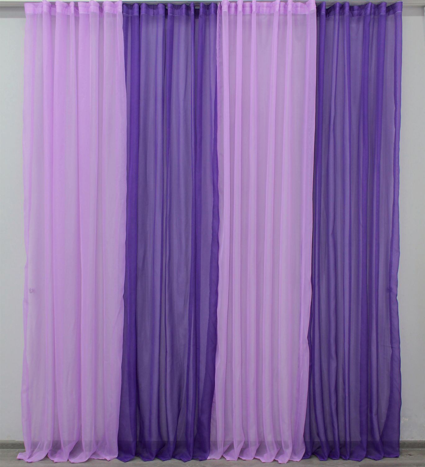Декоративная гардина из шифона цвет фиолетовый с сиреневым 012дк (н118-н114), Гардина (1шт. 4,0x2,9 м.) , 4,0 м., 2,9 м., 400, 290, 2 - 3 м., Тесьма
