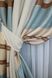 Комбинированные шторы из ткани лен цвет бежевый с голубовато-коричневым 016дк (953-1080-953ш)  Фото 4