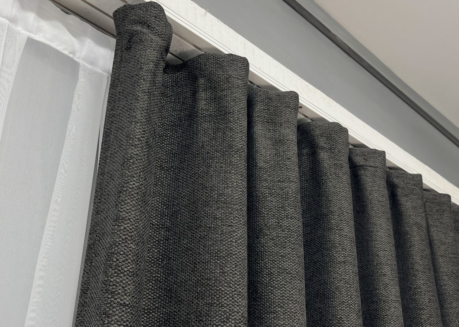 Комплект (2шт 2х3м) штор фактурный лен премиум, коллекция "Grand Linen", цвет графитовый 2028ш 32-383