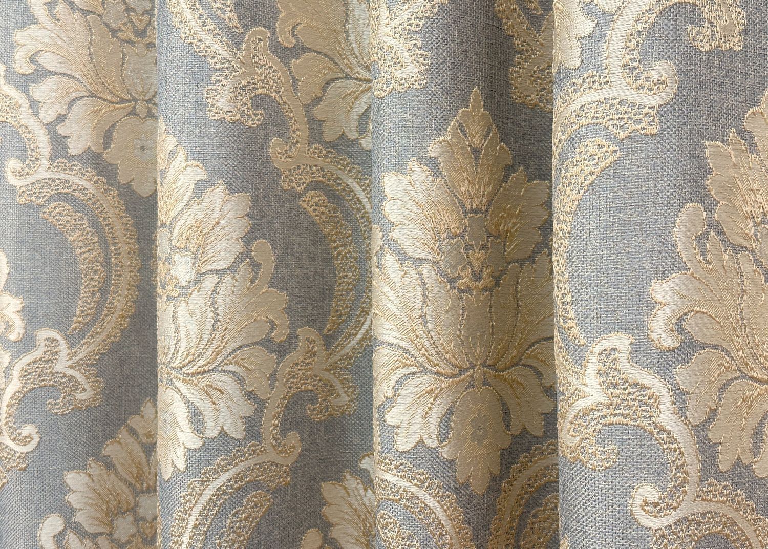 Комплект (2шт 1,4х2,7м) штор із тканини льон, колекція "Корона Марія", колір темно-сірий з золотистим 1265ш 39-904