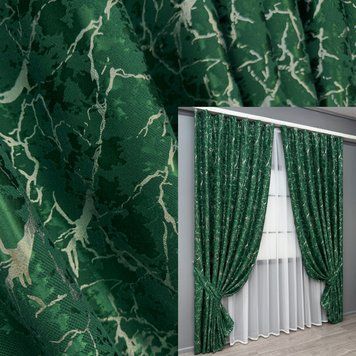 Комплект (2шт 1,5х2,7м) штор лен мрамор, коллекция "Royal Touch" цвет зеленый 2002ш 33-0970