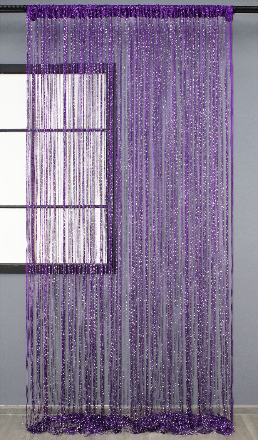 Шторы-нити "Кисея" (1 шт 3х3 м) с люрексом цвет фиолетовый 61-002