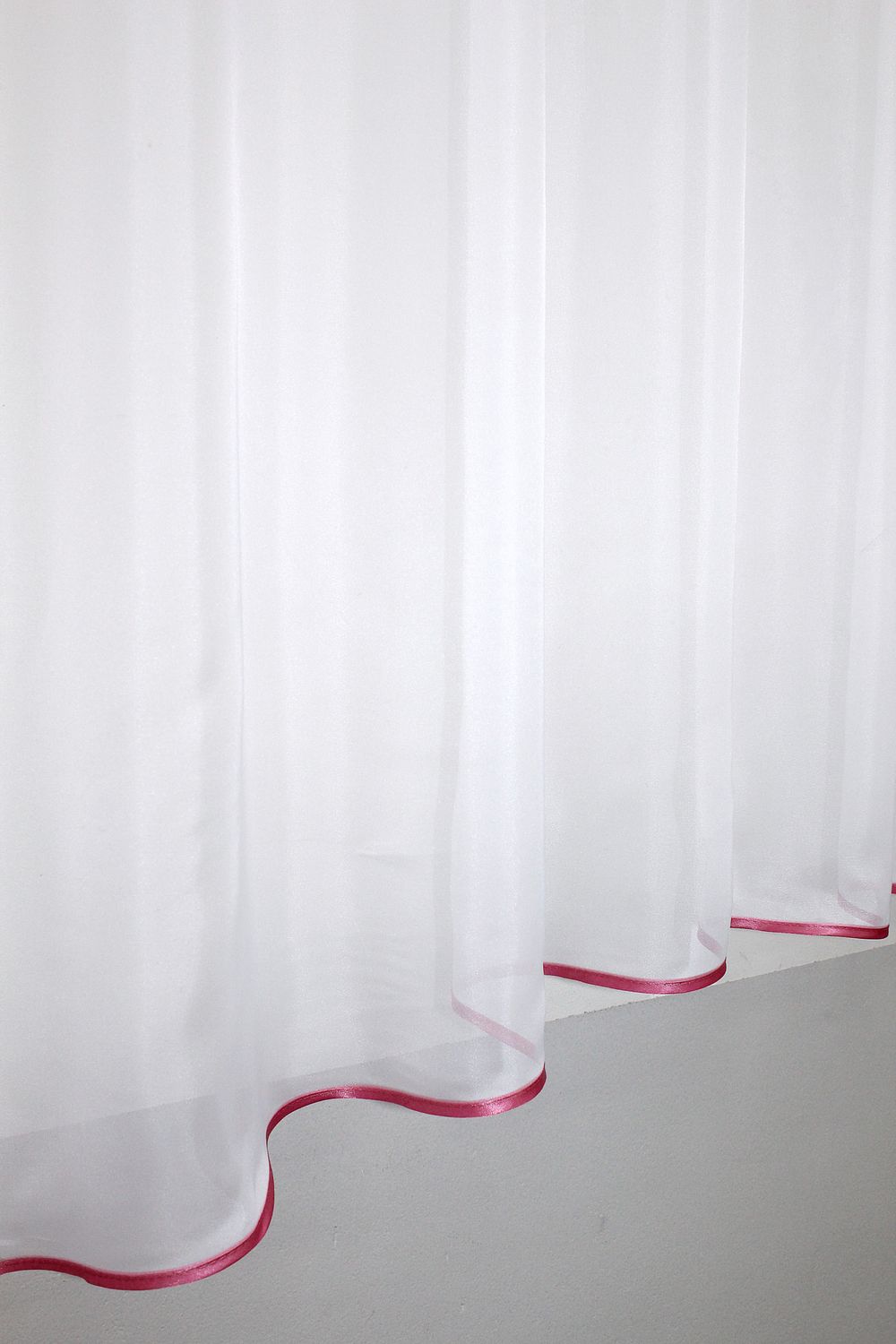 Кухонная занавеска (270х170см) на карниз 1,5-2м цвет розовый с белым 00к 59-540