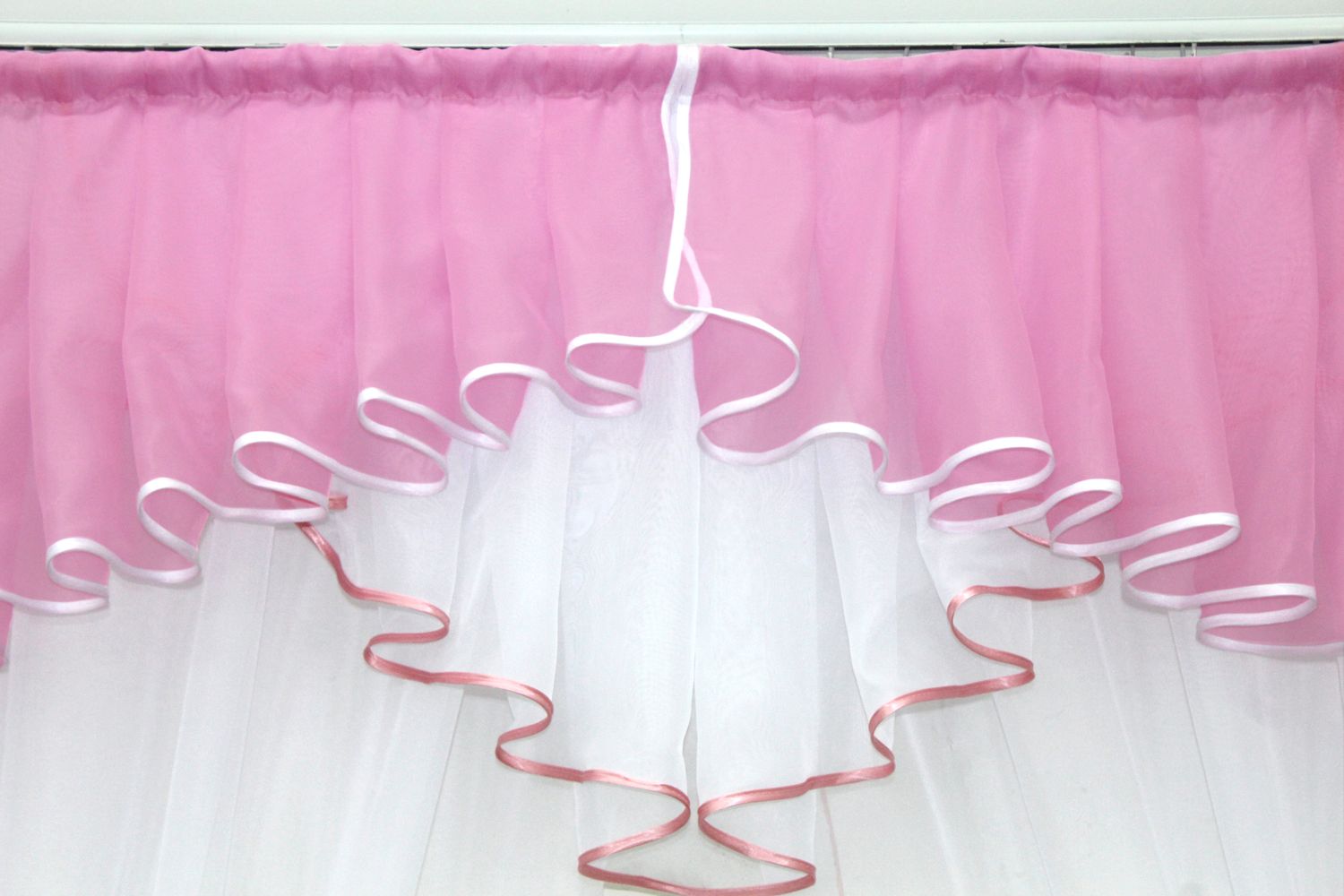 Кухонный комплект "Аннет" (170х170см) шторки с ламбрекеном цвет белый с розовым 087к 52-0569