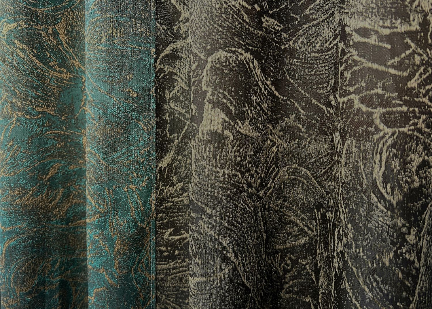 Комбинированные (2шт. 1,1х2,9м.) шторы жаккард цвет венге с изумрудным 014дк (1633-1632ш) 11-0295