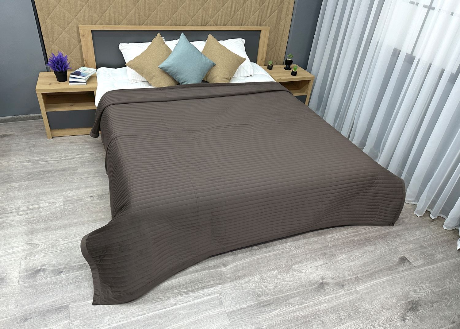 Покрывало велюровое King Size 220х240 см цвет венге (85-210)