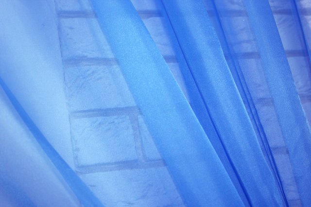 Тюль шифоновая однотонная, синяя, Тюль на метраж, Нужную Вам ширину указывайте при покупке. (Ширина набирается по длине рулона.), 2,7 м.