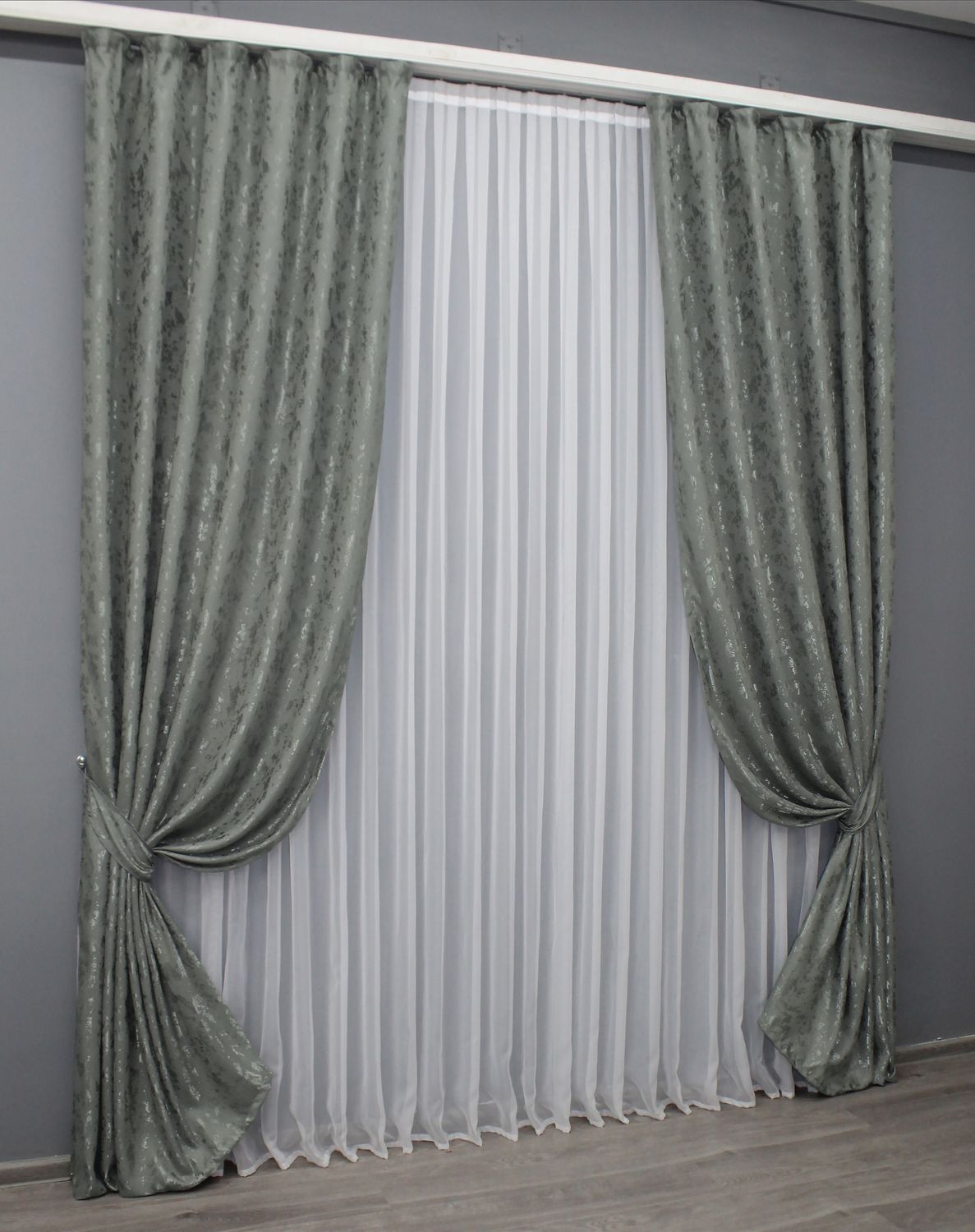 Комплект (2шт 1,5х2,6м) штор льон мармур, колекція "Pavliani AL", колір сірий 1577ш 33-0437