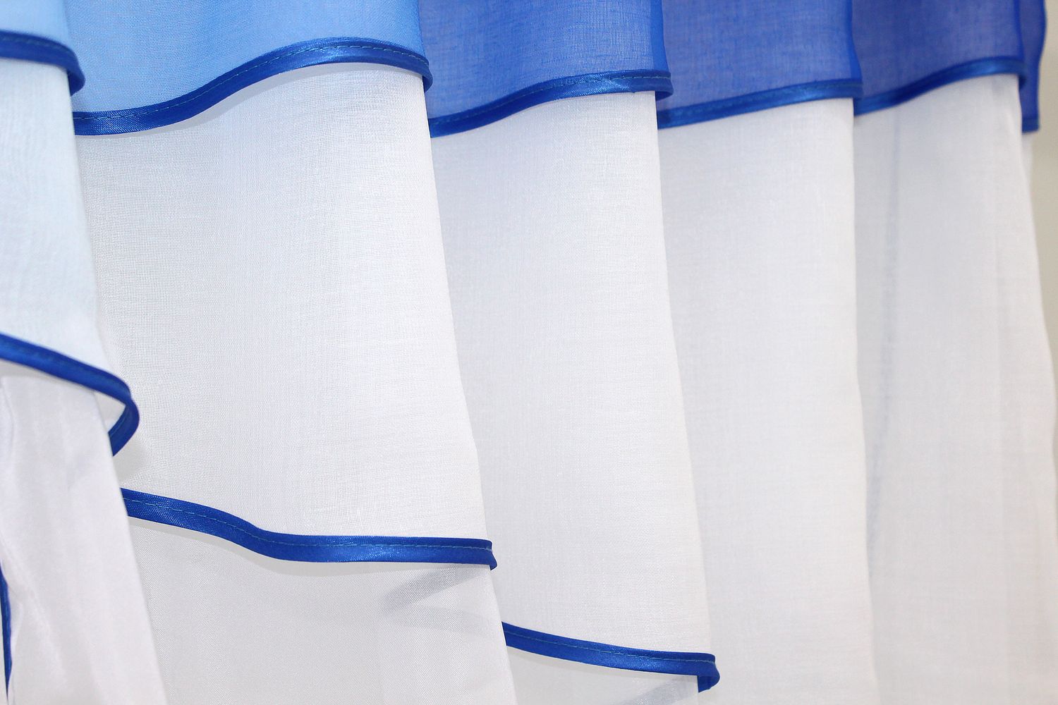 Кухонные шторы (270х170см) с ламбрекеном, на карниз 1-1,5м цвет белый с синим 091к 59-527