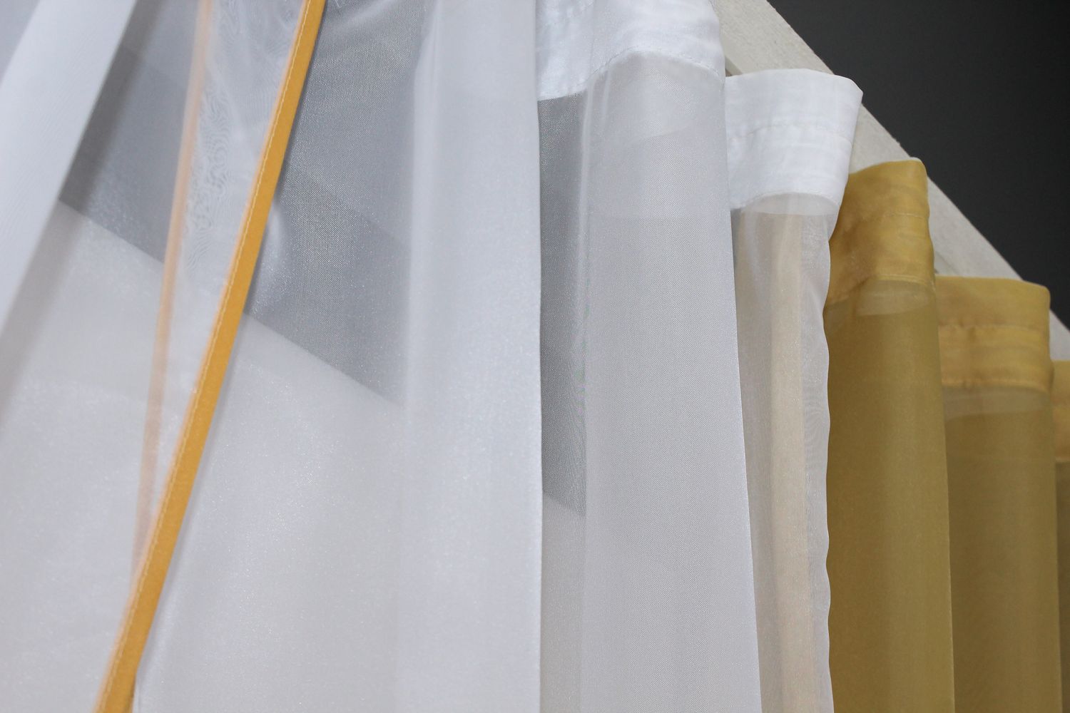 Кухонный комплект (265х170см) шторки с подвязками цвет янтарный с белым 017к 50-015