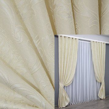Комплект (2шт 1,0х2,7м) штор льон, колекція "Корона", колір молочний 1330ш 31-571