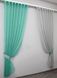 Готовий (2шт2х2,5м) комплект декоративних штор з шифону колір бірюзовий з світло-сірим 006дк 10-669 Фото 3