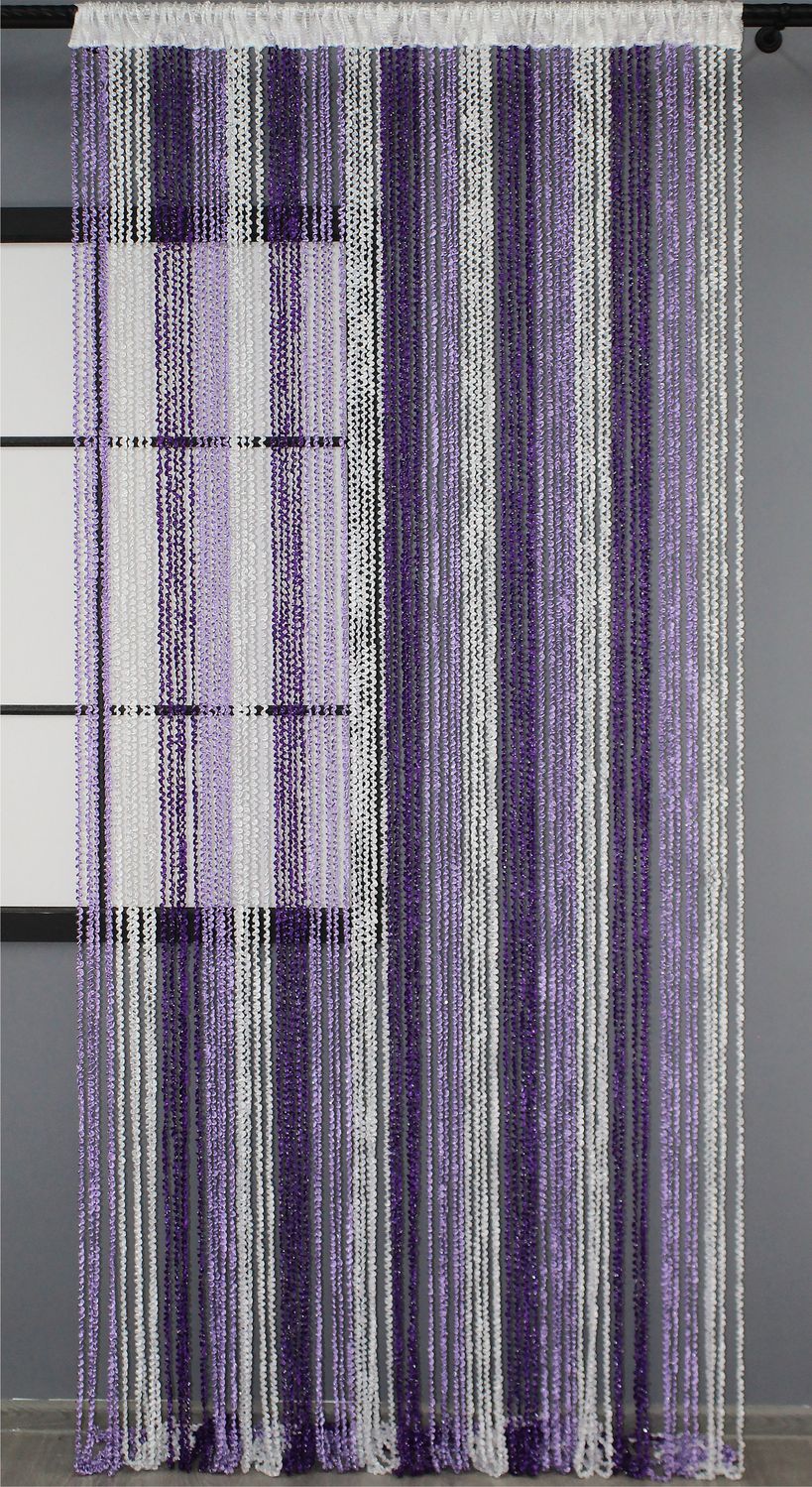 Шторы-нити (1 шт 3х3 м) спираль с люрексом цвет сиреневый с бело-фиолетовым 61-023