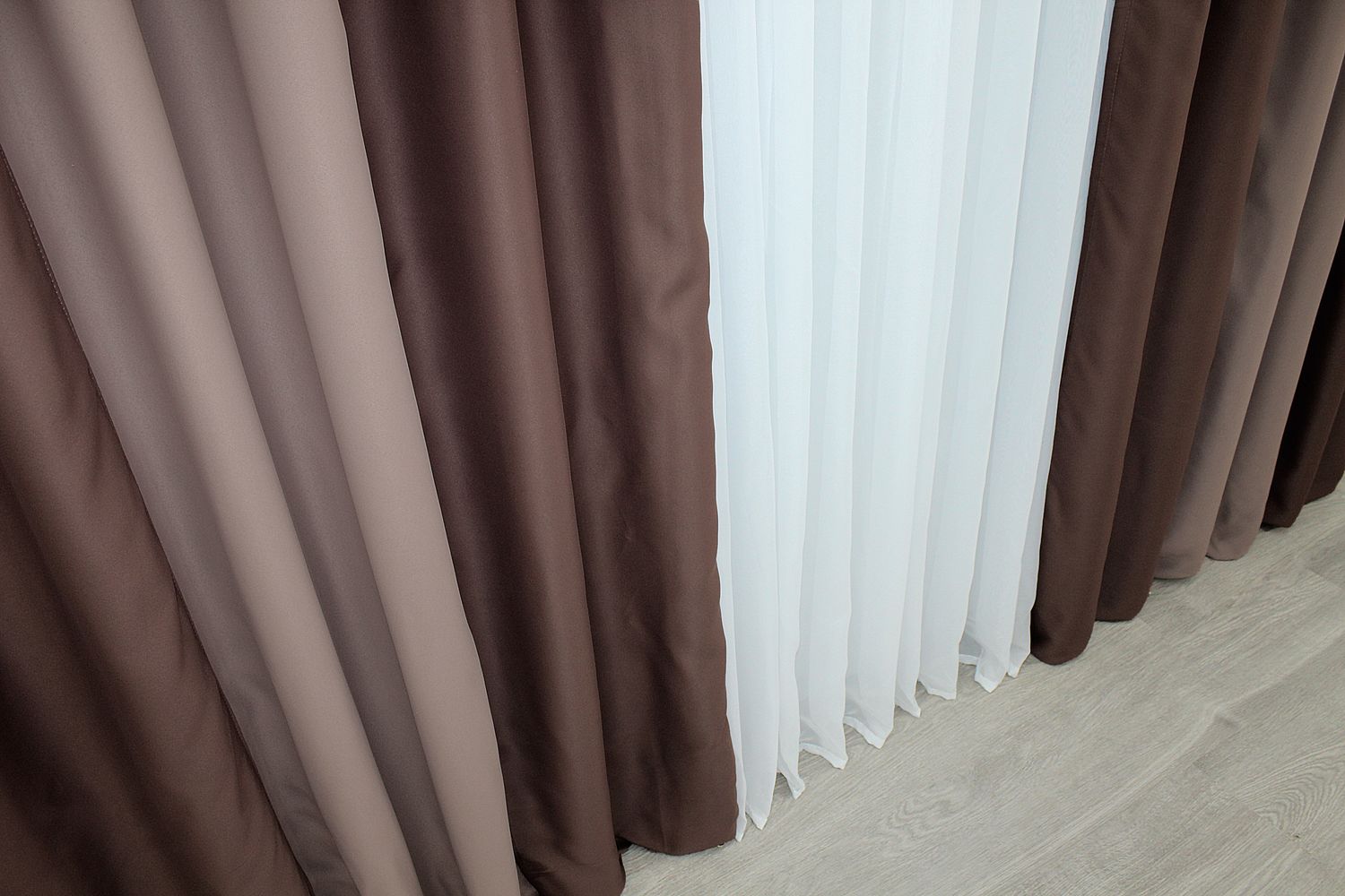Комбинированные (2шт 1,5х2,7м) шторы, блэкаут цвет коричневый с пудровым 16дк (957-1121-957ш) 10-655