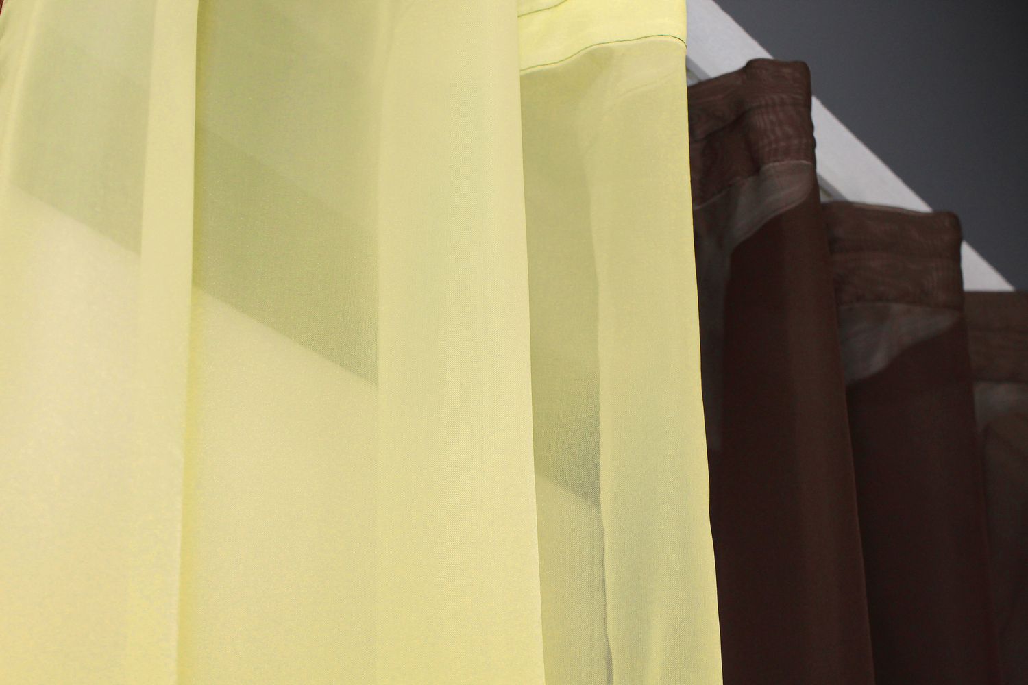 Кухонные шторы (265х170см) на карниз 1-1,5м цвет венге с жёлтым 017к 50-511