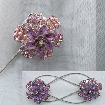 Магніти (2шт., пара) для штор, гардин "Flowers" колір бузковий 81-204