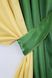 Комбинированные шторы из ткани атлас монорей цвет зеленый с желтым 014дк (851-802ш) Фото 4
