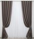 Комплект готовых штор, лен-блэкаут с фактурой "Лен мешковина" цвет серо-коричневый 1160ш Фото 2