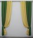 Комбинированные шторы из ткани атлас монорей цвет зеленый с желтым 014дк (851-802ш) Фото 2