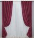 Комплект готових штор із тканини льон рогожка колекція "Савана" колір бордовий 571ш Фото 2