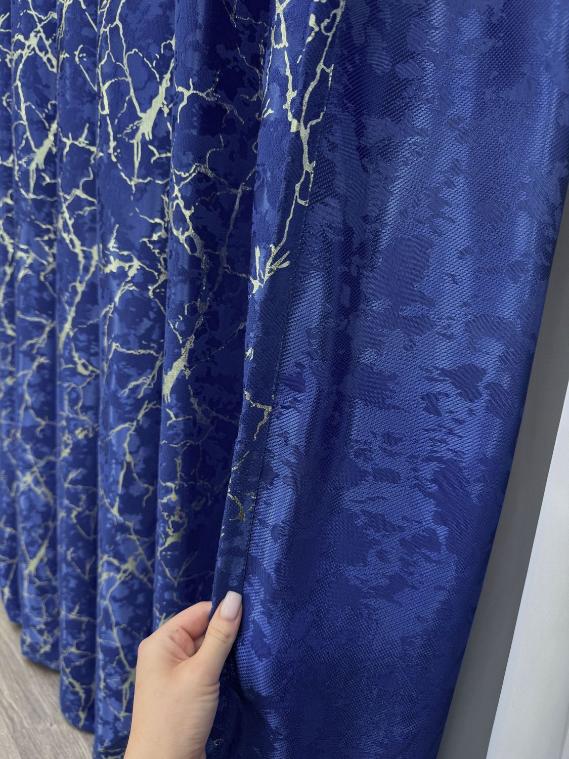 Комплект (2шт 1,5х2,7м) штор льон мармур, колекція "Royal Touch" колір синій 2003ш 33-0971