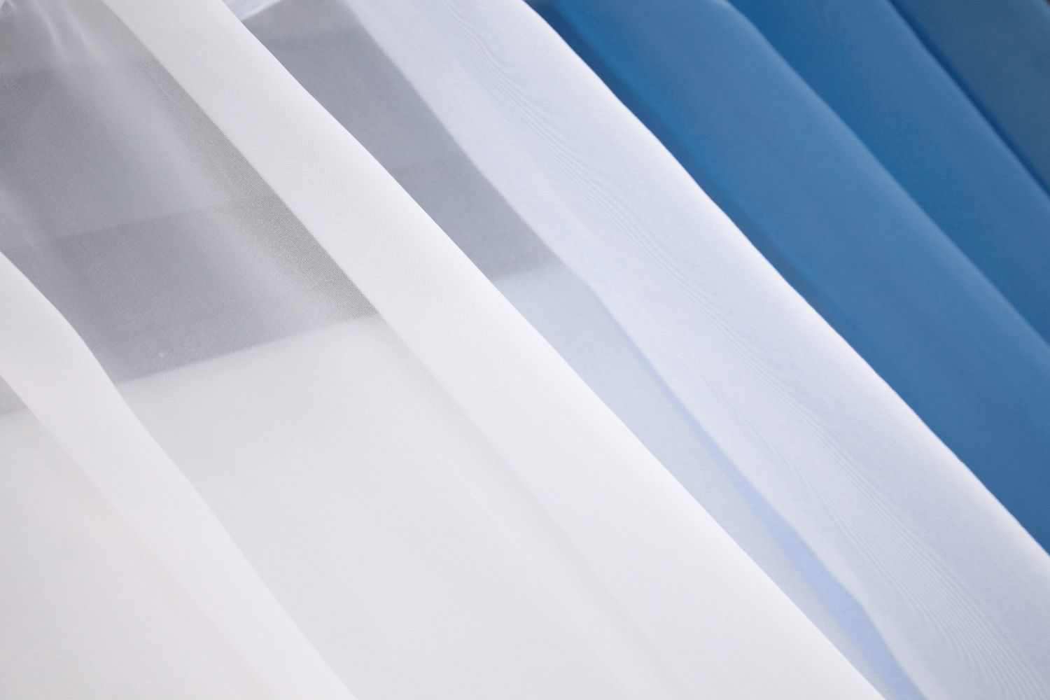 Кухонные шторы (265х170см) на карниз 1-1,5м цвет голубой с белым 017к 50-010