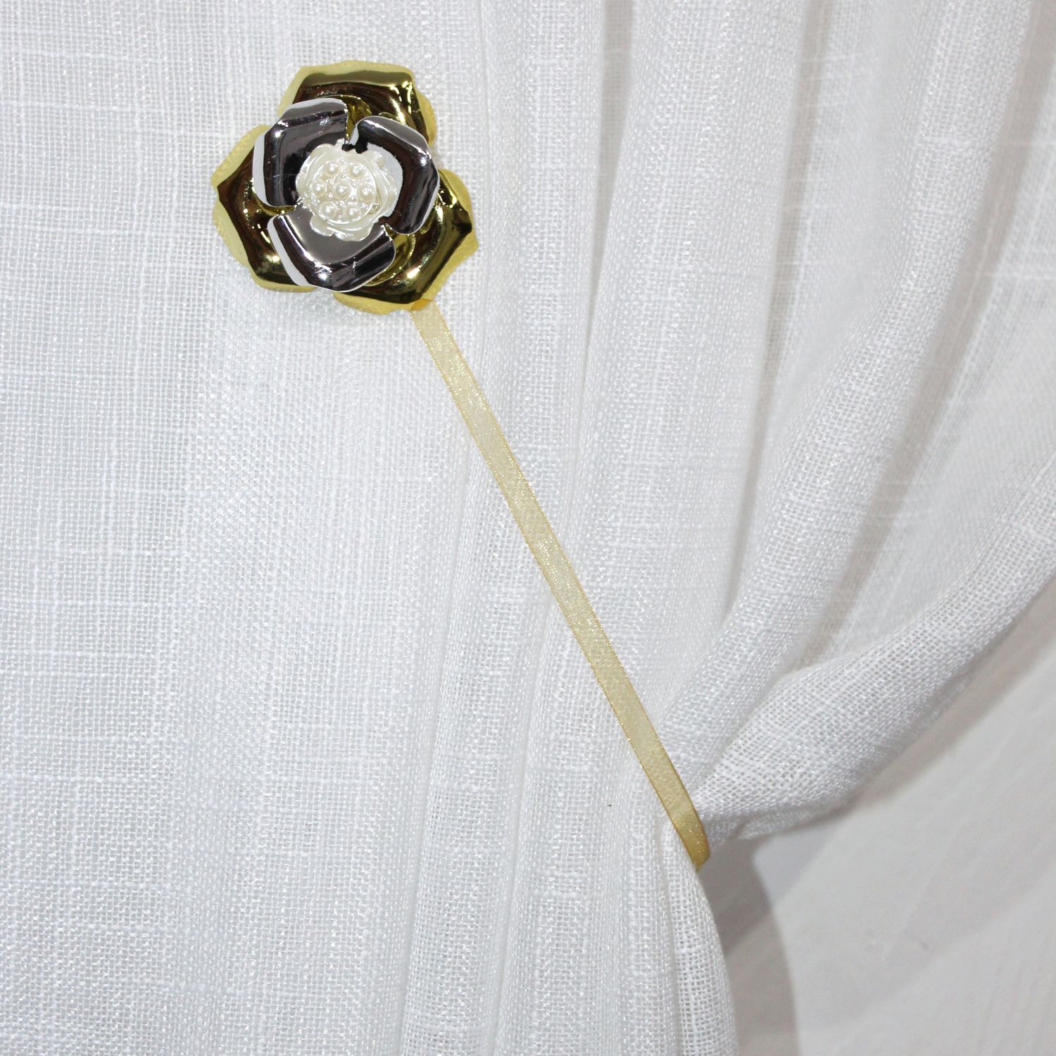 Магниты (2шт, пара) для штор, гардин "Эдельвейс" цвет золото с серебром 128м 81-039