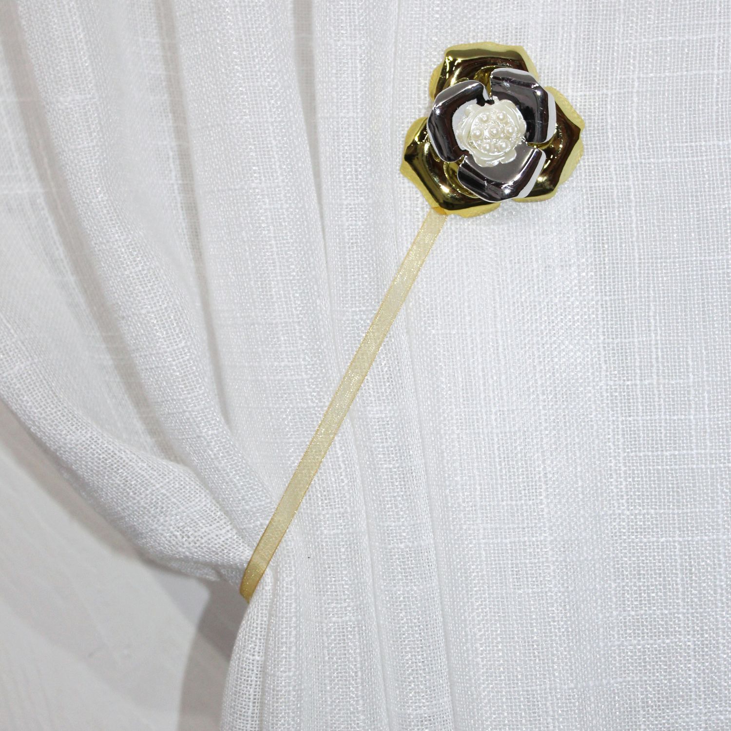 Магниты (2шт, пара) для штор, гардин "Эдельвейс" цвет золото с серебром 128м 81-039