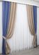 Комбинированные шторы, лен "Лен Мешковина" цвет синий с капучино 014дк (673-773ш Фото 3