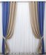 Комбинированные шторы, лен "Лен Мешковина" цвет синий с капучино 014дк (673-773ш Фото 2