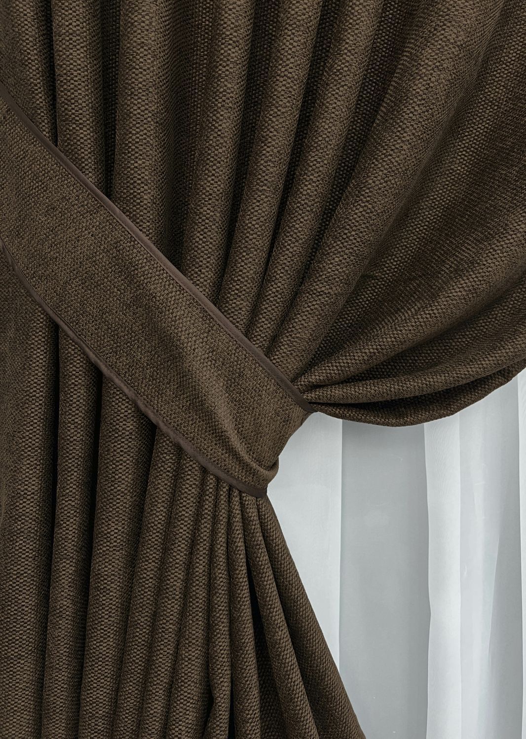 Шторная ткань фактурный лен премиум, коллекция &ldquo;Grand Linen&rdquo; цвет коричневый 2026ш