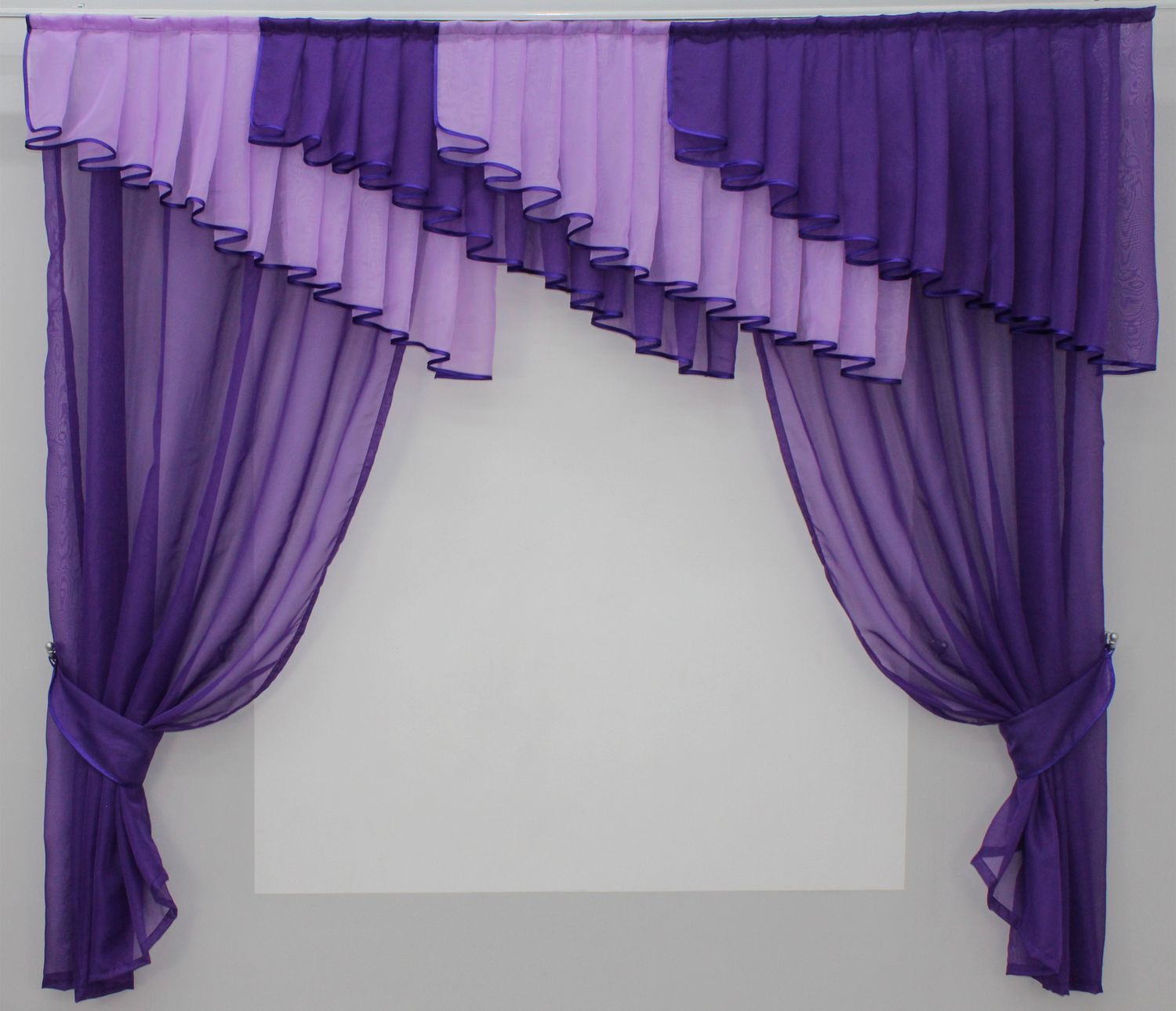 Кухонный комплект (200х170см) шторки с ламбрекеном цвет фиолетовый с сиреневым 00к 59-265