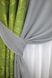 Комбинированные шторы из ткани лен цвет оливковый со светло-серым 014дк (665-867ш) Фото 4