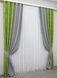 Комбинированные шторы из ткани лен цвет оливковый со светло-серым 014дк (665-867ш) Фото 3
