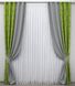 Комбинированные шторы из ткани лен цвет оливковый со светло-серым 014дк (665-867ш) Фото 2