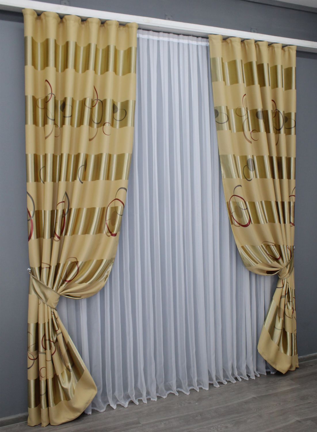 Комплект (2шт 1,5х2,7м) штор из ткани софт, цвет бежевый 366ш 33-0331